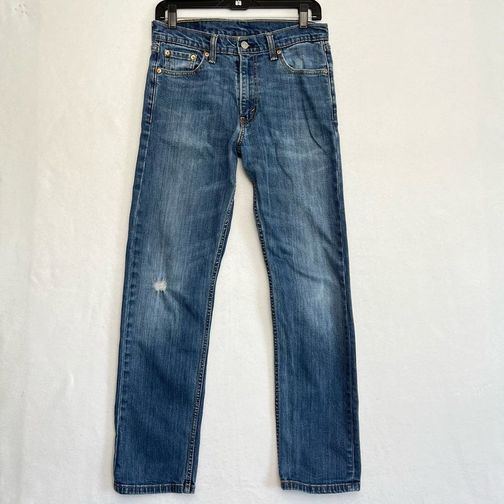 Levi's 513 Slim Straight Medium Wash Lightly Distressed Stretch Jeans 30×32